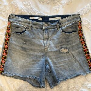 Anthropologie Pilcro Blue Jean Shorts with Floral Trim